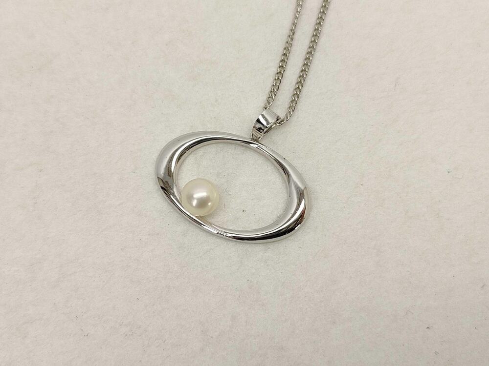 Mikimoto Silver and Cultured Pearl Pendant Necklace